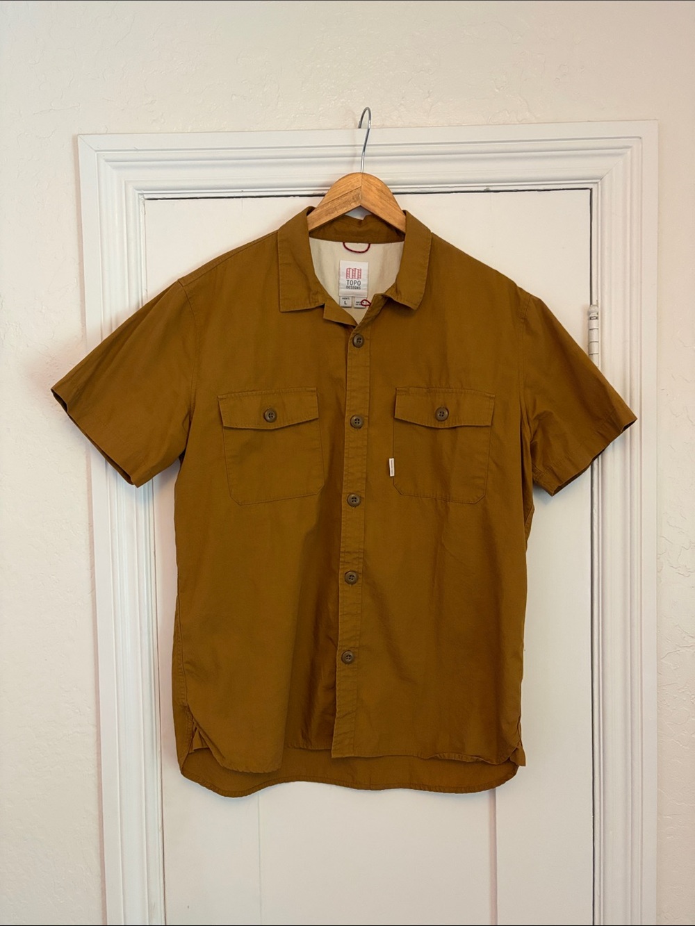TOPO DESIGNS Men's Field Shirt in chestnut button up short sleeve L